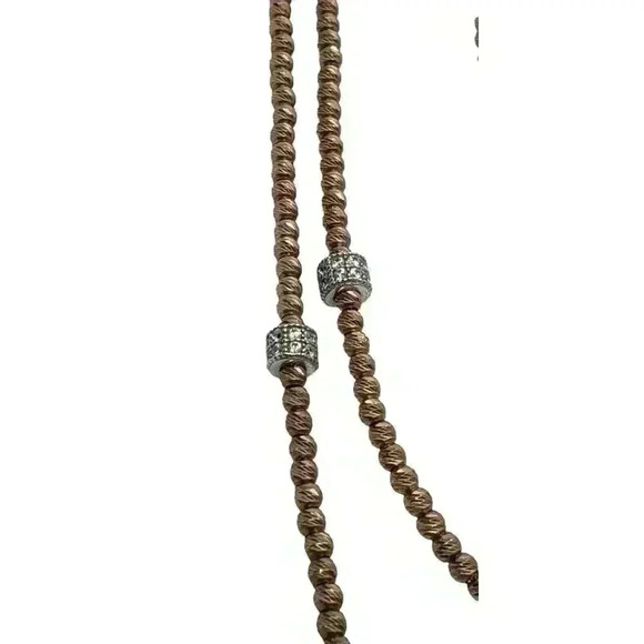 Lisa Robertson 18k Gold On 925 Sterling Silver Necklace Rhinestone Beads Long - Picture 15 of 15